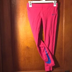 Pink and blue nike leggings